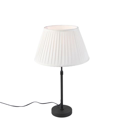 Stolní lampa černá splisovaným stínítkem krémové barvy 35 cm nastavitelná - Parte