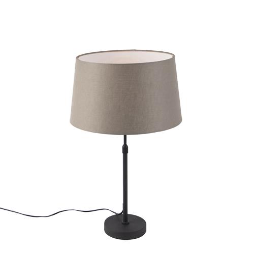 Stolní lampa černá s lněným stínítkem taupe 35 cm nastavitelná - Parte