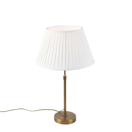 Stolní lampa bronzová splisovaným stínítkem bílým 35 cm - Parte