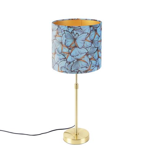 Stolní lampa zlatá/mosazná ssametovým stínítkem smotýly 25 cm - Parte