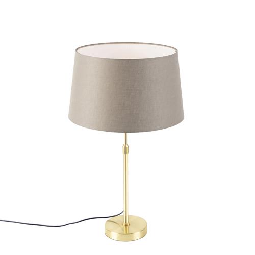 Stolní lampa zlatá/mosazná s lněným stínítkem taupe 35 cm - Parte