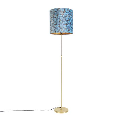 Stojací lampa zlatá/mosazná ssametovým stínítkem smotýly 40/40 cm - Parte