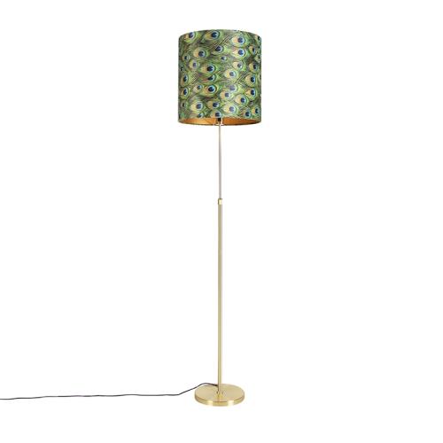 Stojací lampa zlatá/mosazná ssametovým stínítkem Peacock 40/40 cm - Parte