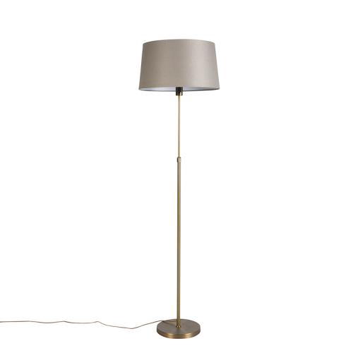 Stojací lampa bronzová s lněným stínítkem taupe 45 cm nastavitelná - Parte