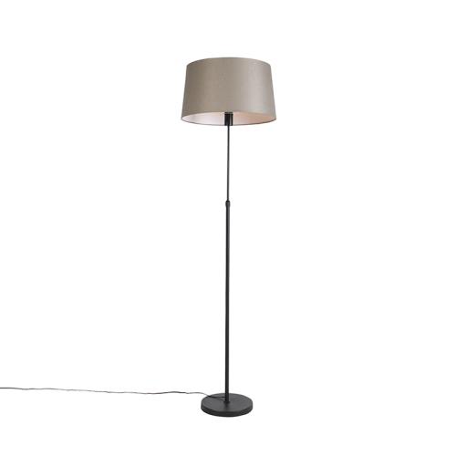 Stojací lampa černá s lněným stínítkem taupe 45 cm nastavitelná - Parte