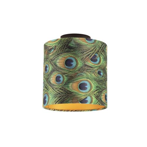 Stropní lampa ssametovým stínítkem spavími pery spozlacením 20 cm - Combi černá