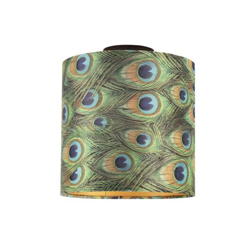 Stropní lampa ssametovým stínítkem spavoučími pery zlatá 25 cm - Combi černá