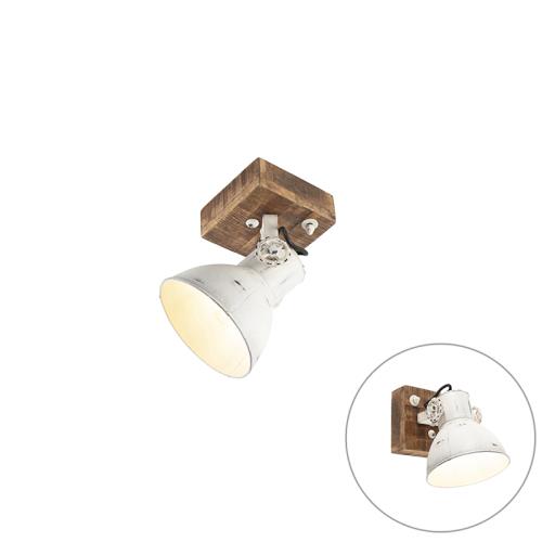 Průmyslové bodové světlo bílé smangovým dřevem 18 cm - Mangoes