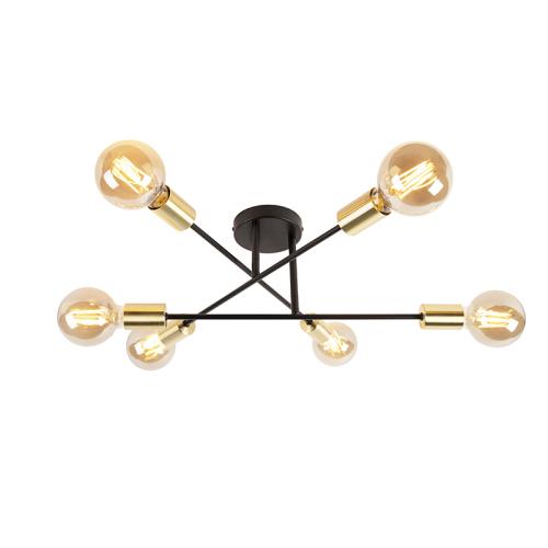 Průmyslové stropní svítidlo černé se zlatem 6 světel - Sydney
