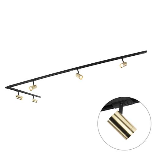 Kolejnicový systém s 5 reflektory 1-fázový černý se zlatem - Jeana