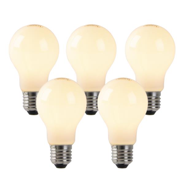 Sada 5 stmívatelných LED žárovek opalové sklo E27 4W 320lm 2200K