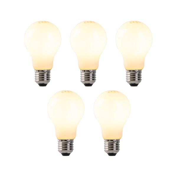 Sada 5 stmívatelných LED žárovek s opálovým sklem E27 7W 806 lm 2200K