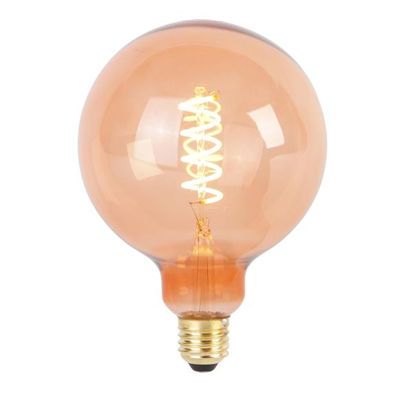 E27 Stmívatelná LED spirálová žárovka s vláknem G125 růžová 4W 180lm 2100K