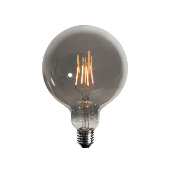 E27 3-stupňová stmívatelná LED žárovka kouřová G125 4W 150 lm 1900K