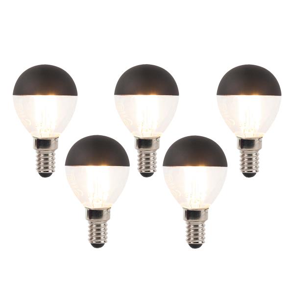 Sada 5 stmívatelných LED vláknových žárovek E14 P45 černé 300lm 2700K