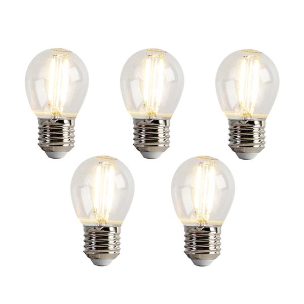 Sada 5 LED žárovek E27 P45 čiré 2W 200lm 2700K