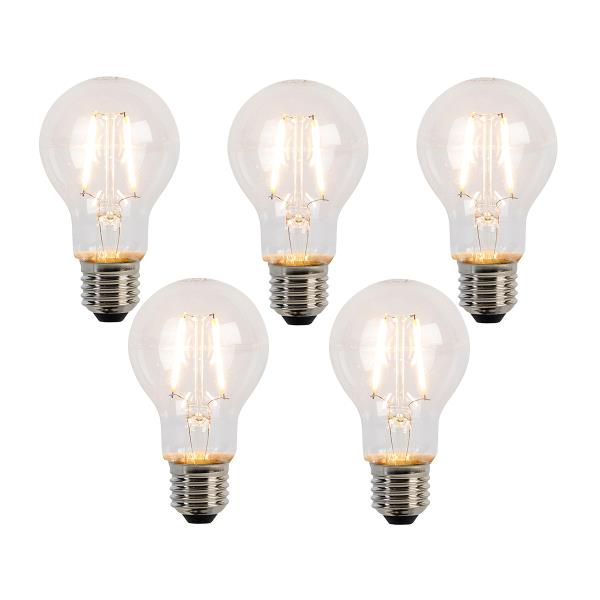 Sada 5 LED vláknových žárovek E27 A60 2W 210lm 2200K