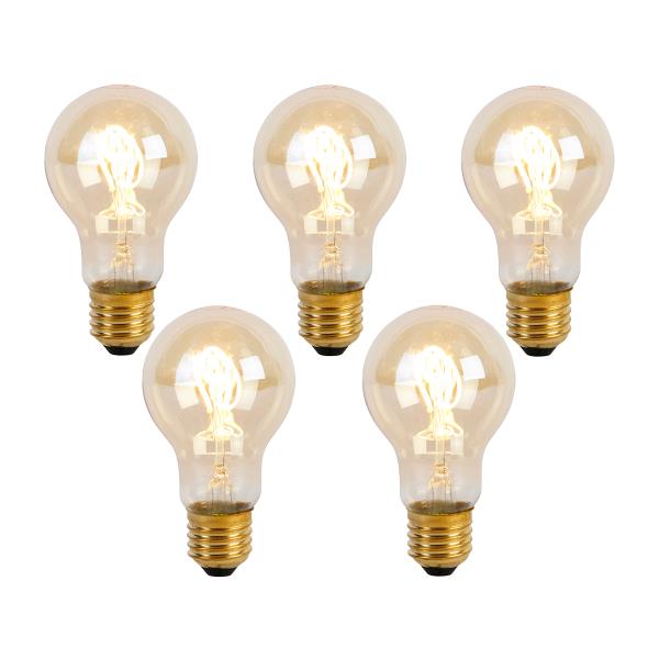 Sada 5 LED spirálových vláknových žárovek E27 A60 Goldline 2W 150lm 2200K