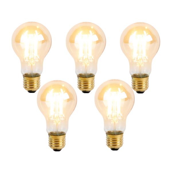 Sada 5 stmívatelných LED žárovek E27 se 3 stupni stmívání A60 Goldline 5W 530lm 2200K