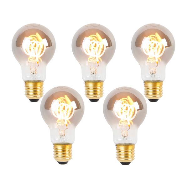 Sada 5 LED spirálových žárovek E27 A60 kouřová 4W 120 lm 1800K