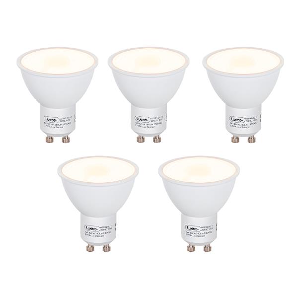 Sada 5 LED žárovek GU10 se snímačem soumraku 5W 380lm 2700K