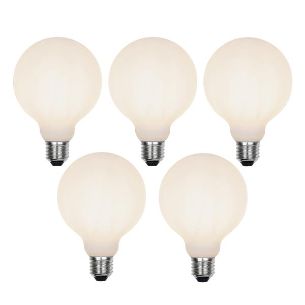 Sada 5 ks E27 3-stupňová stmívatelná LED lampa G95 matné sklo 5W 550 lm 2700K