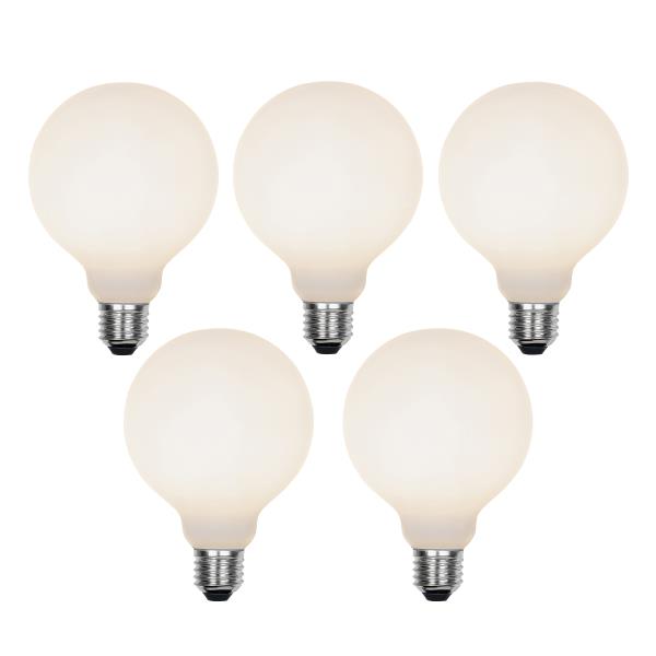 Sada 5 stmívatelných LED žárovek E27 se 3 stupni stmívání G95 matné 5W 550lm 3000K