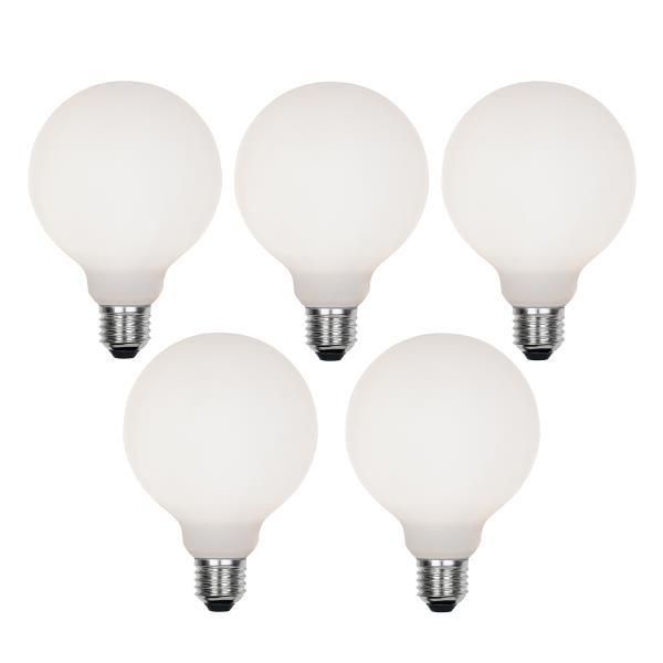 Sada 5 stmívatelných LED žárovek E27 G95 matné 4W 430lm 2200-4000K