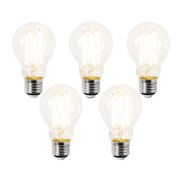 Sada 5 LED žárovek E27 A60 čiré 3,8 W 806 lm 2700 K