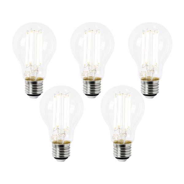 Sada 5 LED žárovek E27 A60 čiré 2,2 W 470 lm 2700 K