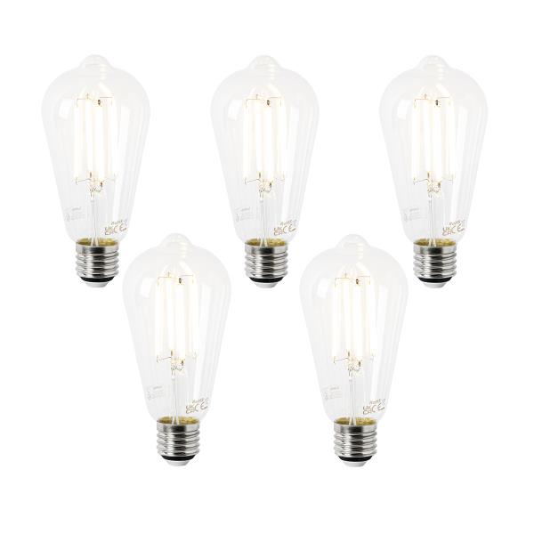 Sada 5 LED žárovek E27 ST64 čiré 2,2 W 470 lm 2700 K