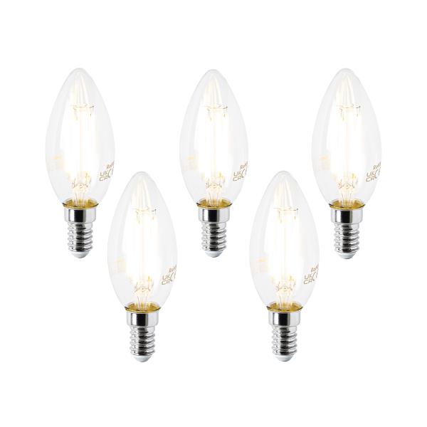 Sada 5 LED žárovek E14 B35 čiré 2,2 W 470 lm 2700 K