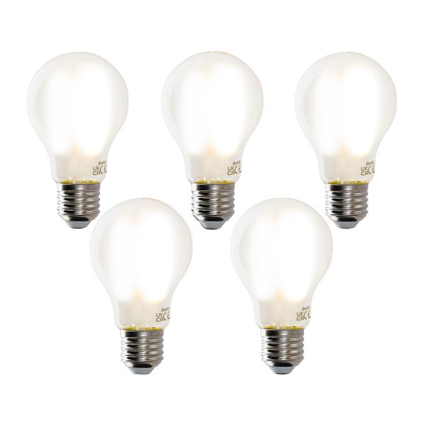 Sada 5 chytrých LED žárovek E27 A60 matné 7W 806lm 1800-4000K