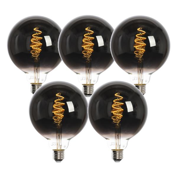 Sada 5 chytrých LED žárovek E27 G125 černé 4W 60lm 1800-3000K