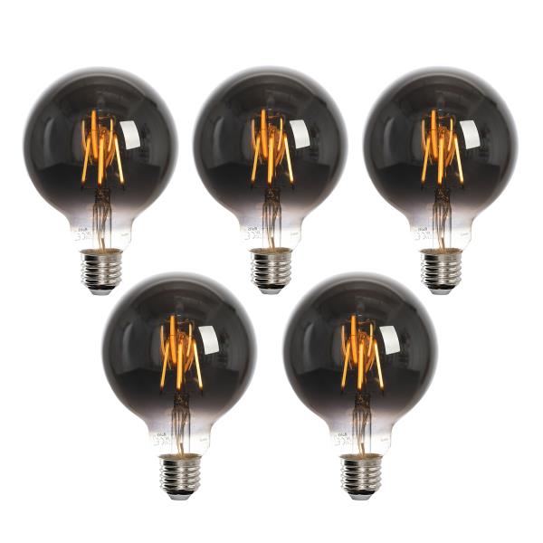 Sada 5 chytrých LED žárovek E27 G95 kouřové 4W 60lm 1800-3000K