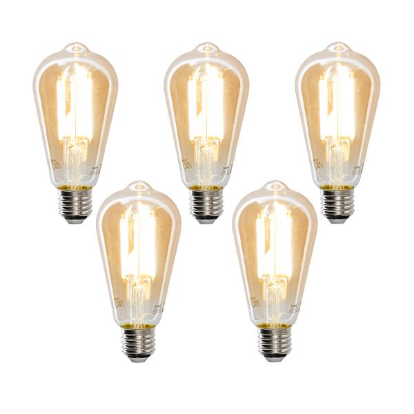 Sada 5 ks Smart E27 stmívatelná v Kelvinově LED lampě ST64 goldline 7W 700 lm 1800-4000K