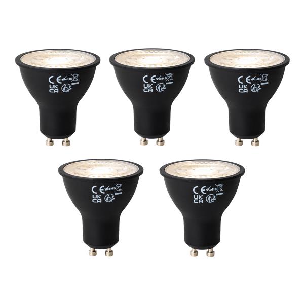 Sada 5 stmívatelných LED žárovek GU10 černá 6W 450 lm 3000K