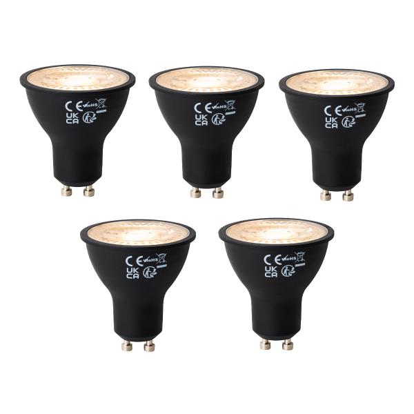 Sada 5 GU10 3-stupňových stmívatelných LED žárovek černá 6W 4300 lm 2000 - 6000K