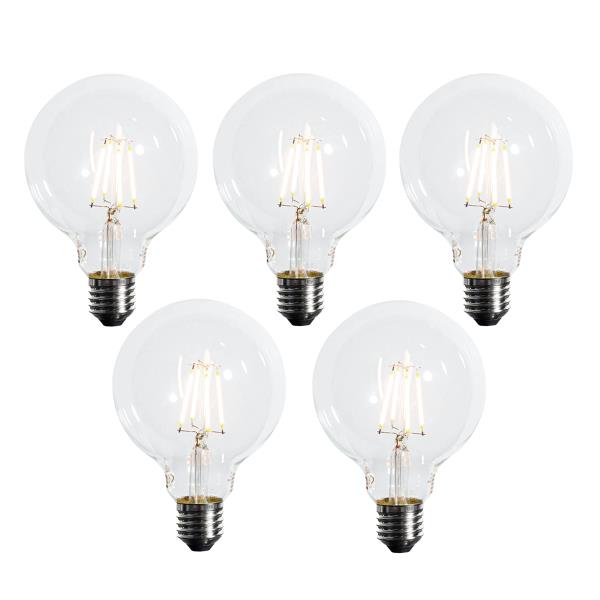 Sada 5 stmívatelných LED žárovek E27 G95 5W 450 lm 2700K