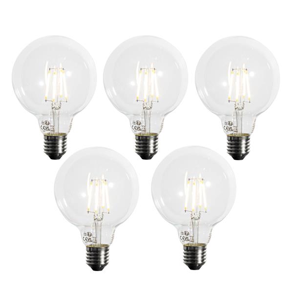 Sada 5 stmívatelných LED žárovek E27 G95 5W 450 lm 3000K