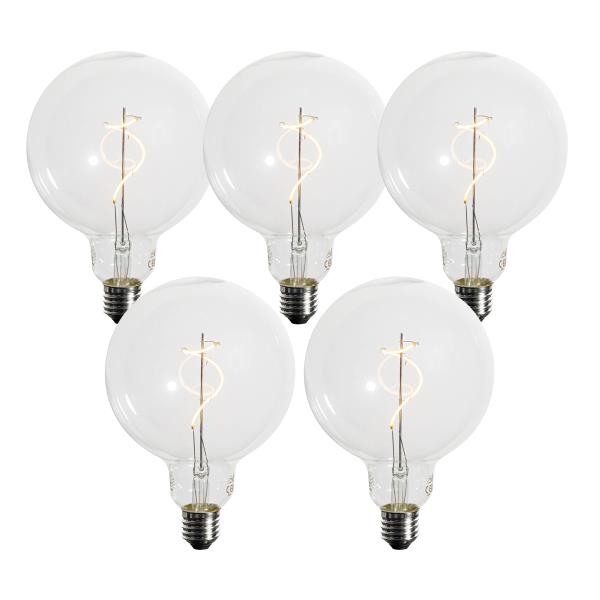 Sada 5 stmívatelných LED žárovek E27 se spirálovým vláknem G125 4W 270 lm 2200K