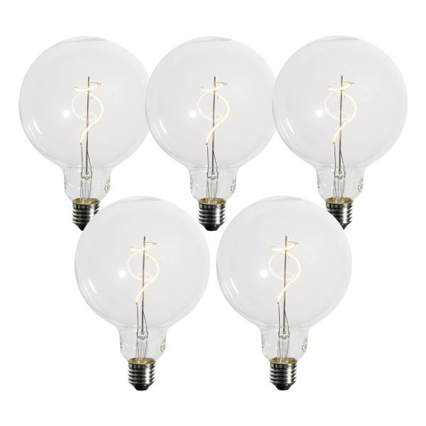 Sada 5 stmívatelných LED žárovek se spirálovým vláknem E27 G125 4W 270 lm 2700K