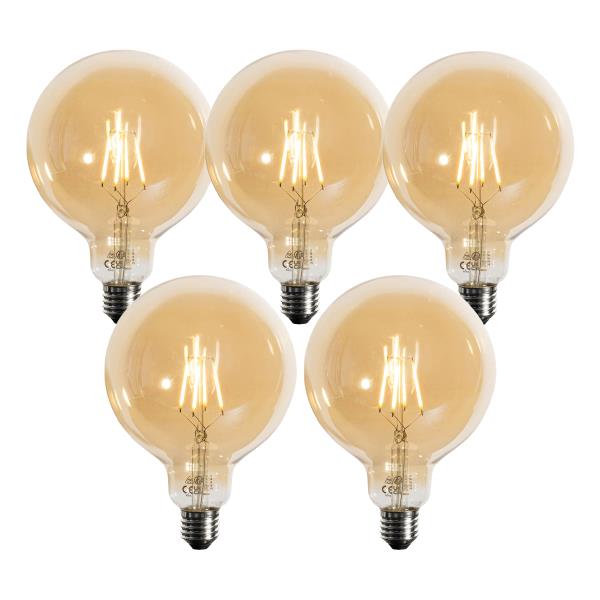 Sada 5 ks LED žárovka E27 3stupňové stmívání zlatá G125 4W 450lm 2700K