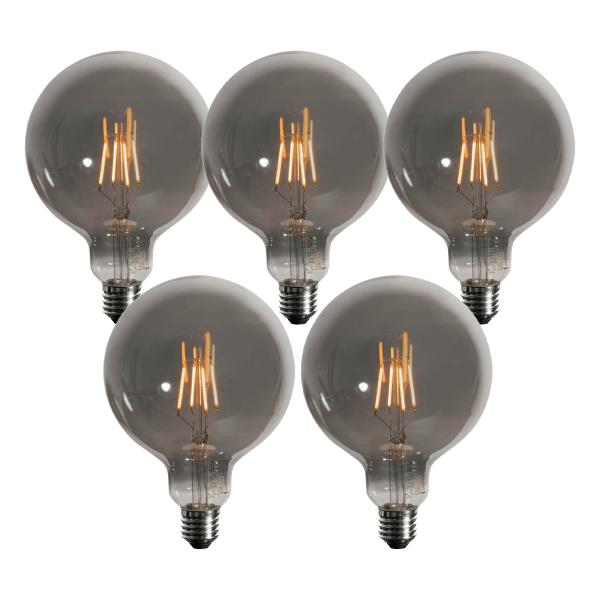 Sada 5 stmívatelných LED žárovek E27 Smoke G125 4W 150 lm 1900K