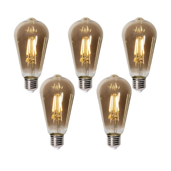Sada 5 stmívatelných LED žárovek E27 ST64 kouřové sklo 5W 450 lm 2700K