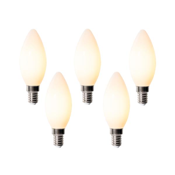Sada 5 stmívatelných LED žárovek E14 B35 opál 4W 400 lm 2200K