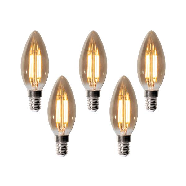 Sada 5 stmívatelných LED žárovek E14 B35 kouřová 4W 300 lm 2200K