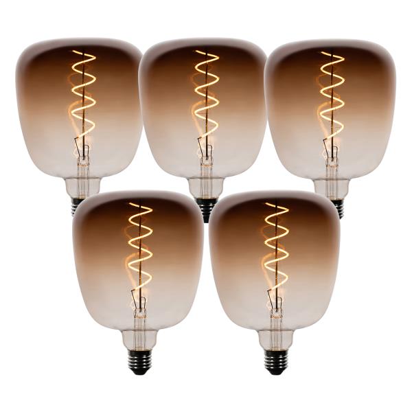 Sada 5 stmívatelných LED žárovek E27 G140 hnědá 4,9W 110 lm 1800K