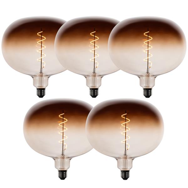 Sada 5 stmívatelných LED žárovek E27 G220 hnědá 4,9W 130 lm 1800K