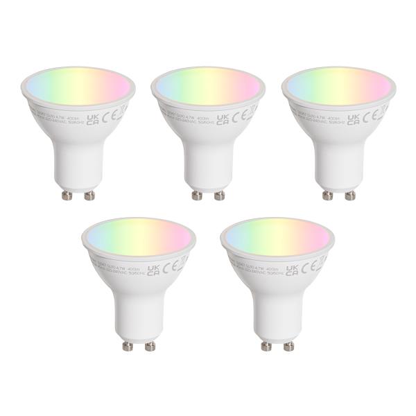 Sada 5 čirých LED žárovek GU10 50mm 4,7W 400 lm 2200-2400K